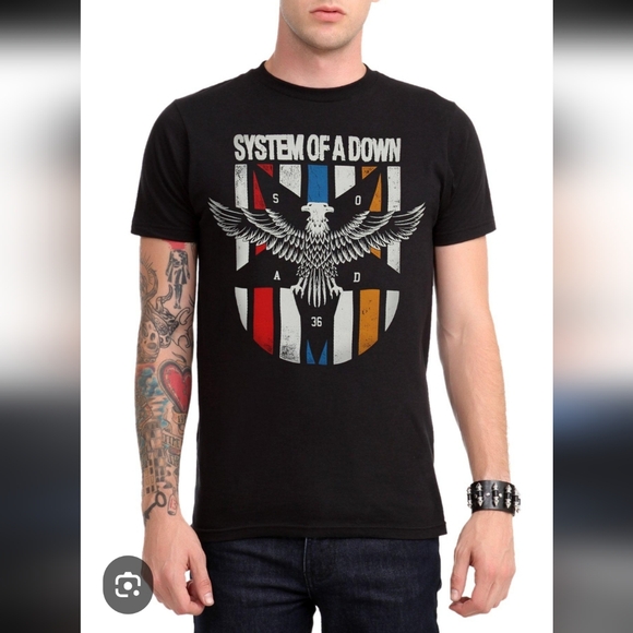 System Of A Down Unisex T-shirt Band Concert Heavy Metal Eagle Crest Medium - Picture 1 of 10